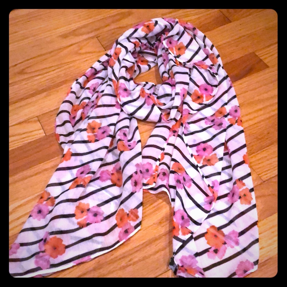 J Crew Floral Striped Scarf